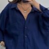 Navy Blue Tensel Oversize Shirt