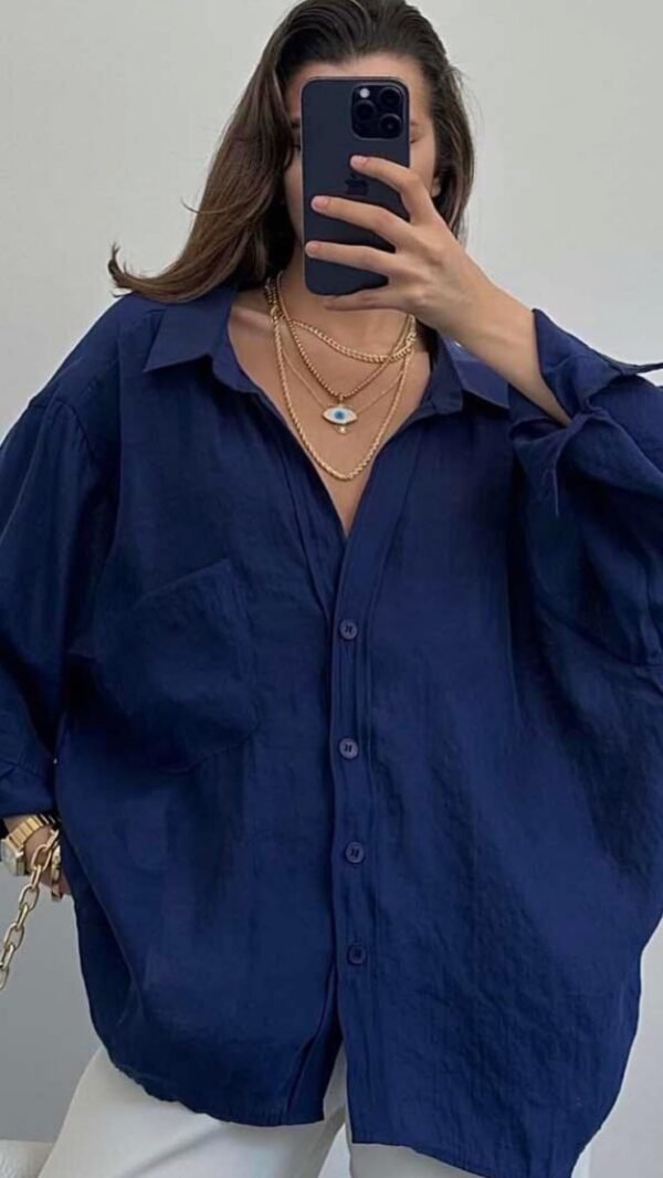 Navy Blue Tensel Oversize Shirt
