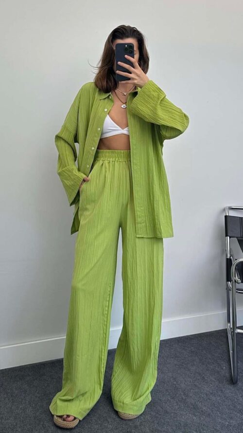 Oil Green Shirt Set