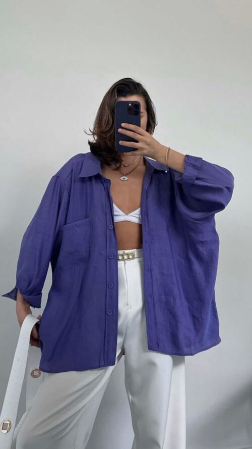 Purple Tensel Oversize Shirt