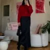 Bella Black Satin Long Skirt