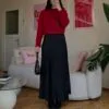 Bella Black Satin Long Skirt