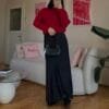 Bella Black Satin Long Skirt