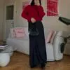 Bella Black Satin Long Skirt