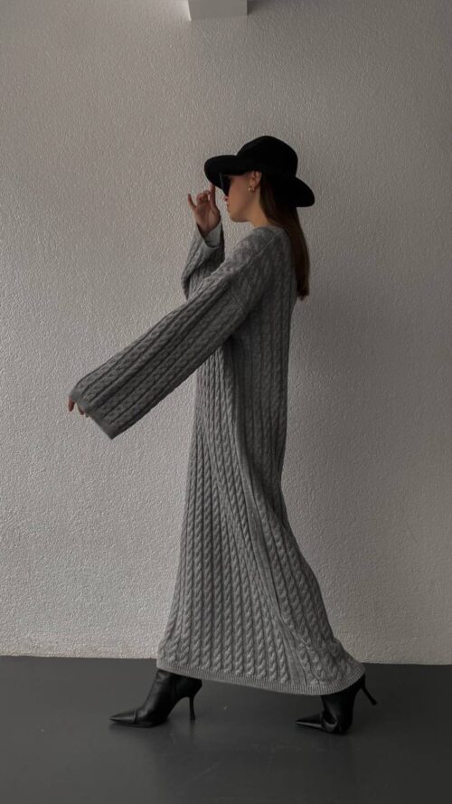photo-output_1 Dark Grey Cotton Knitwear Dress