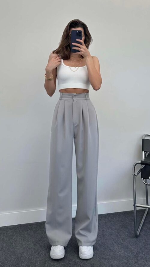 Pablo Gray Palazzo Trousers