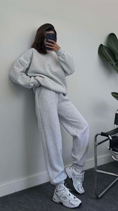 Ligh Grey Oversize Tracksuit Set ( 3 Thread )