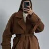 Oversize Alaho Coffee Brown Belted Coat