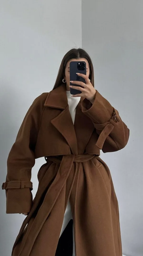 Oversize Alaho Coffee Brown Belted Coat