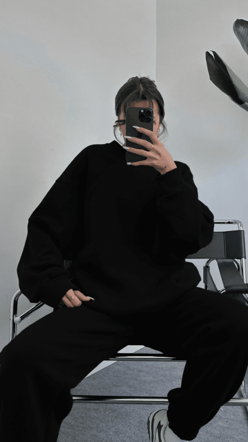 Black Oversize Tracksuit (3 Thread)