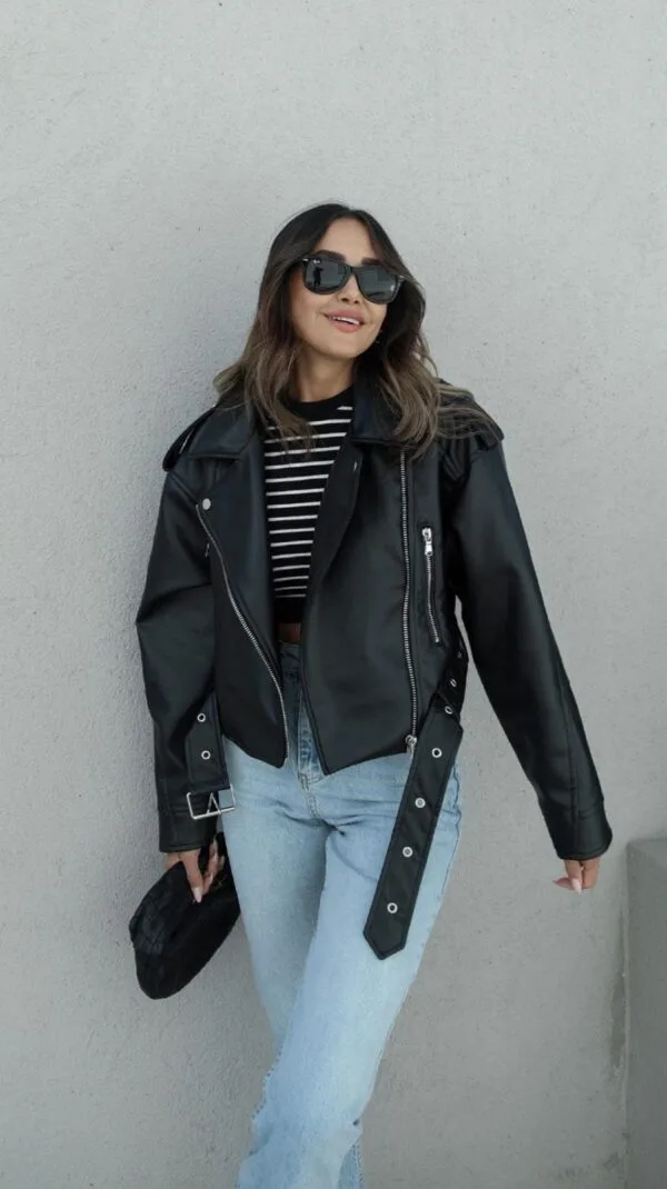 Oversize Mini Leather Jacket