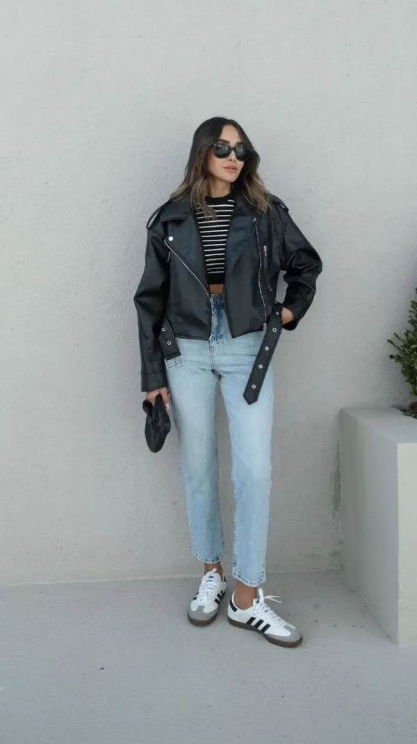 Oversize Mini Leather Jacket