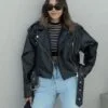 Oversize Mini Leather Jacket