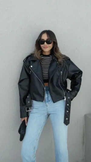 Oversize Mini Leather Jacket