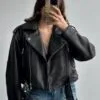Bigu Belted Black Leather Jacket