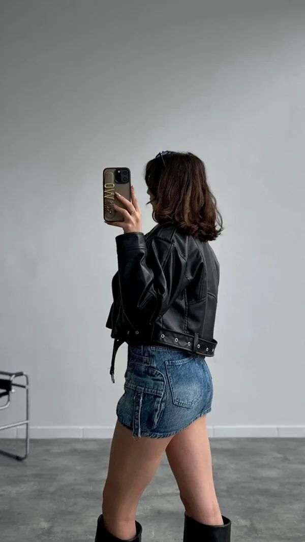 Bigu Belted Black Leather Jacket