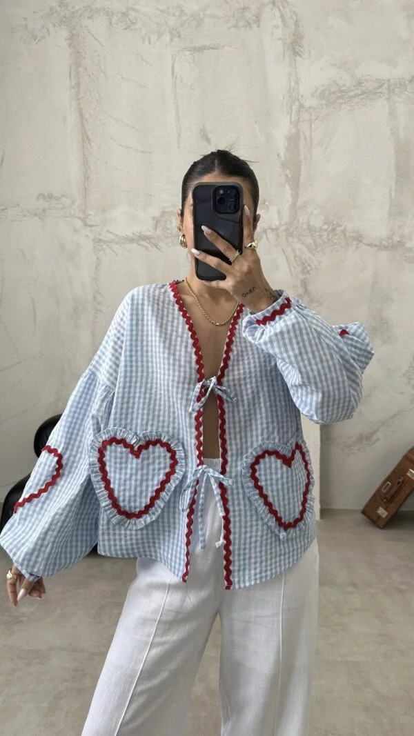 Love Bombing Baby Blue Plaid Shirt
