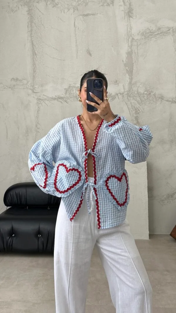 Love Bombing Baby Blue Plaid Shirt