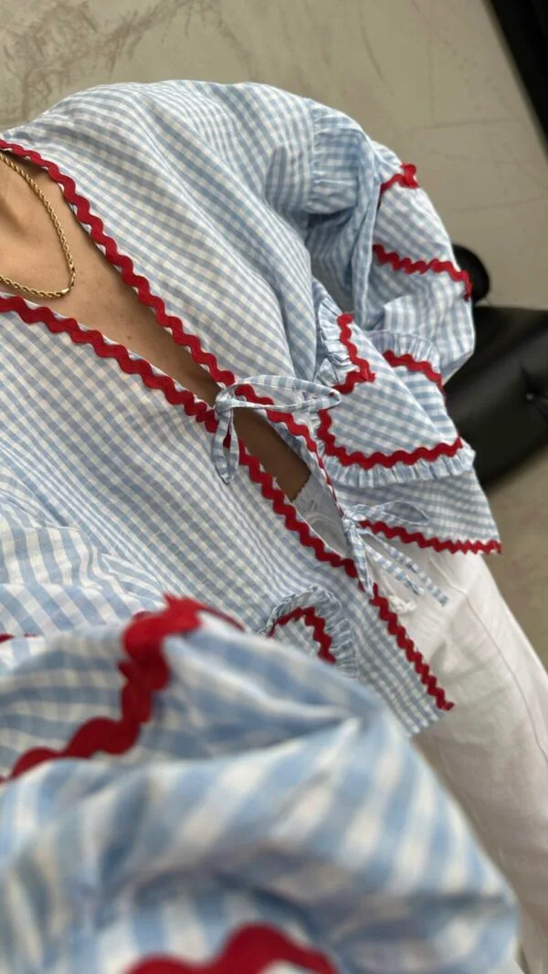 Love Bombing Baby Blue Plaid Shirt