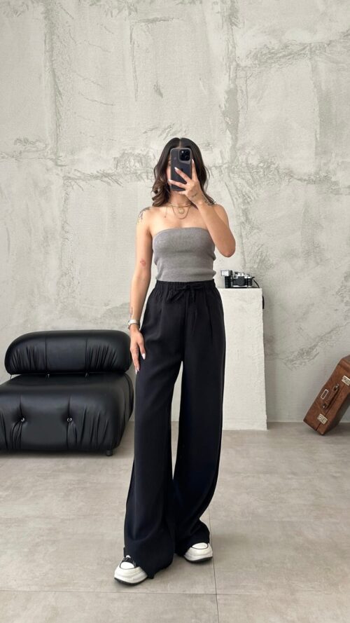 IMG_4818 Krisy Black Basic Palazzo Trousers