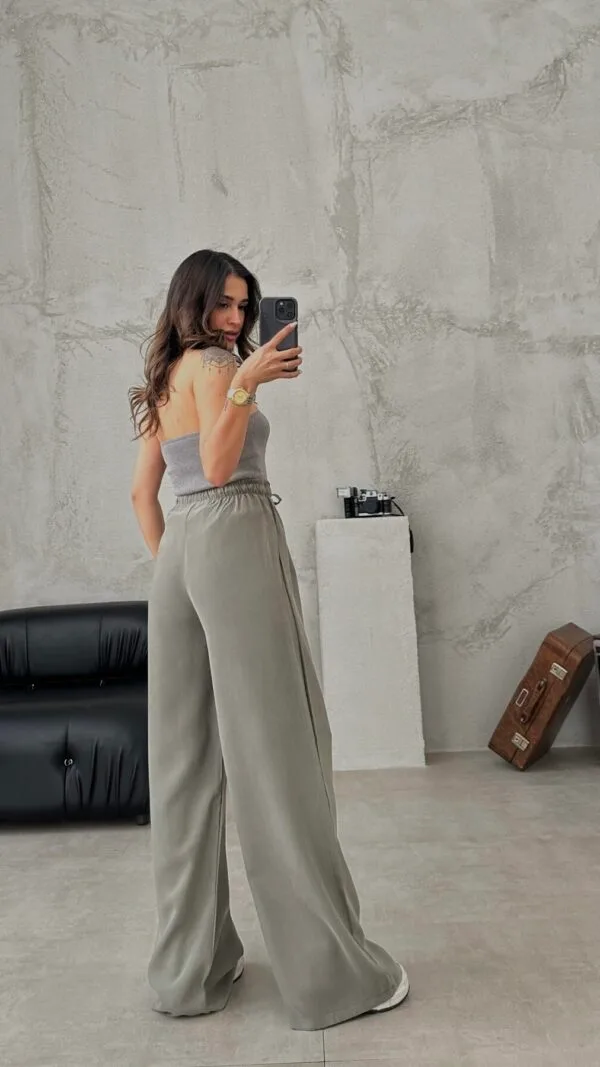 Krisy Khaki Basic Palazzo Trousers