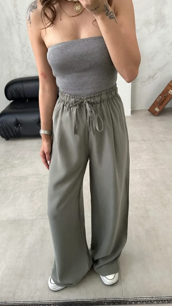 Krisy Khaki Basic Palazzo Trousers