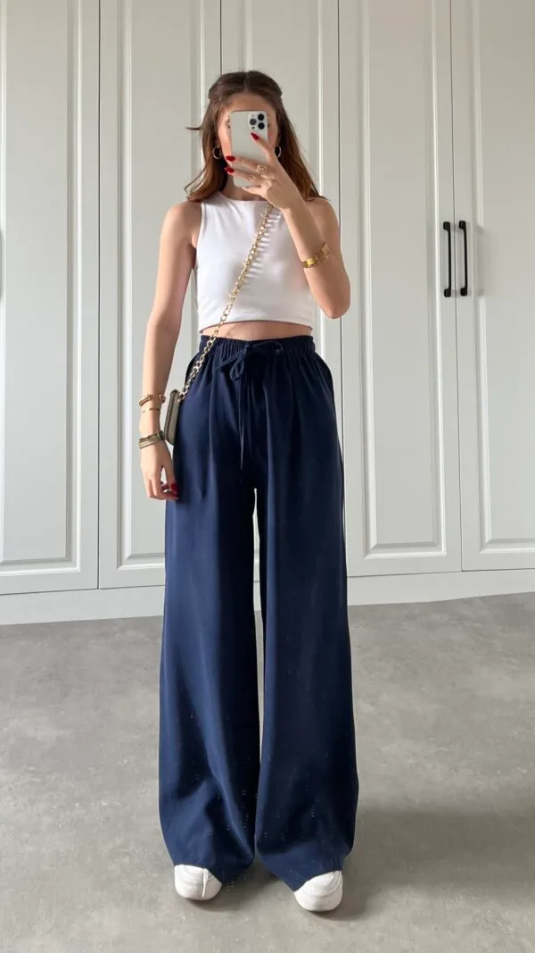 Krisy Navy Basic Palazzo Trousers