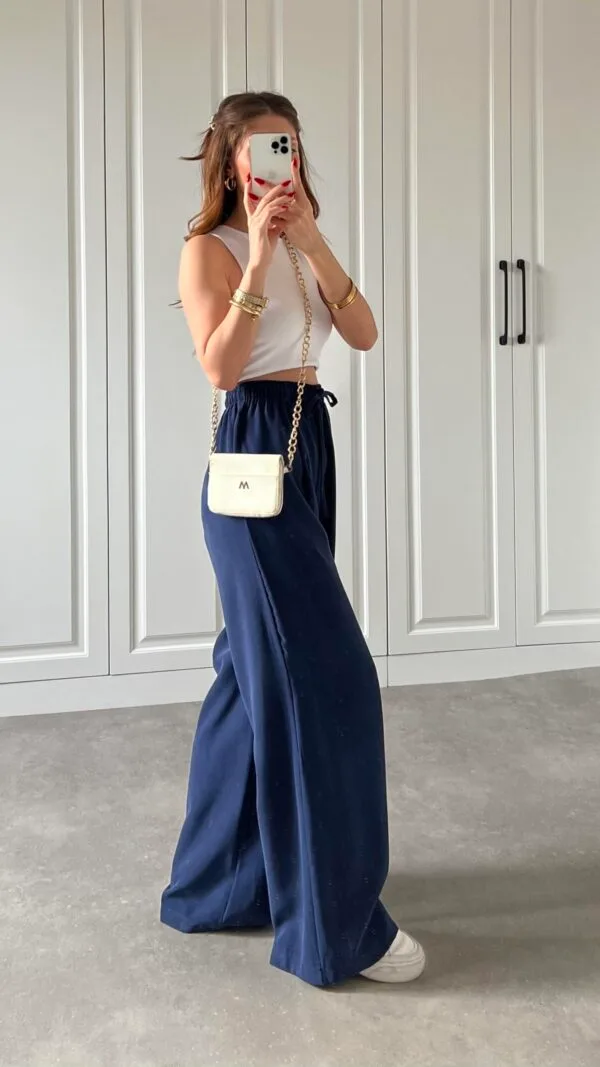 Krisy Navy Basic Palazzo Trousers