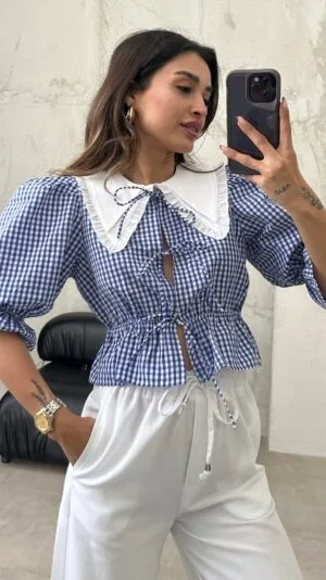 Viral Baby Collar Blue Shirt