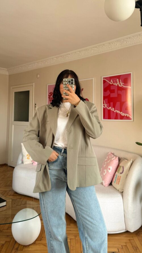 Vivian Oversize Soft Green Blazer