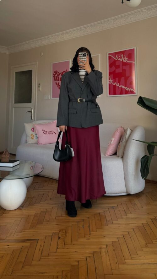 IMG_7138 Bella Burgundy Satin Long Skirt
