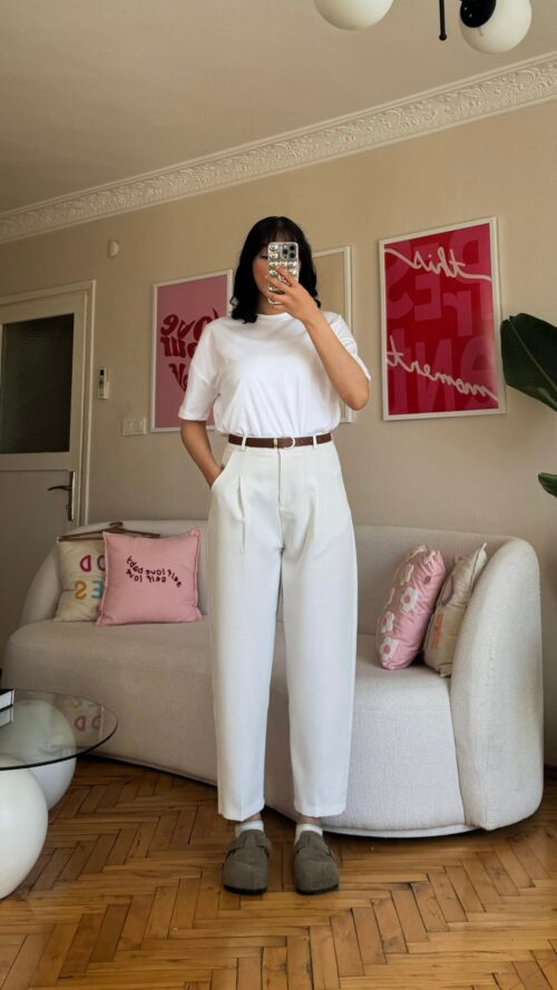 Massimo Ultra High-Waist White Trousers