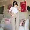 Massimo Ultra High-Waist Beige Trousers