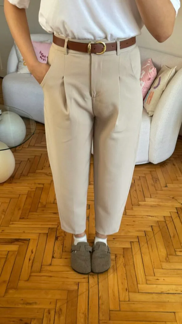 Massimo Ultra High-Waist Beige Trousers