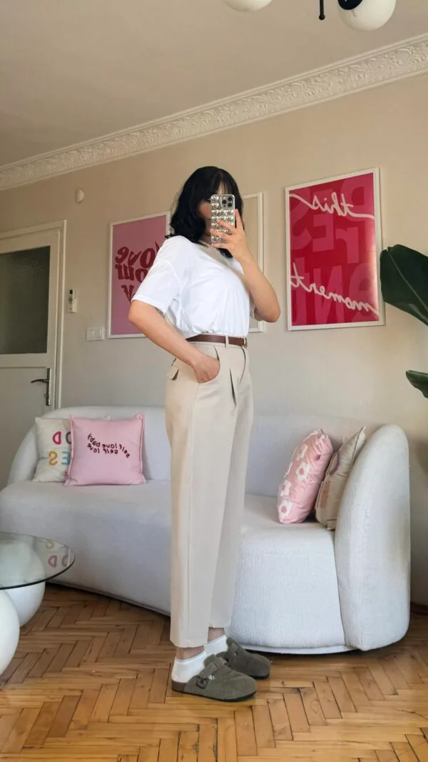 Massimo Ultra High-Waist Beige Trousers