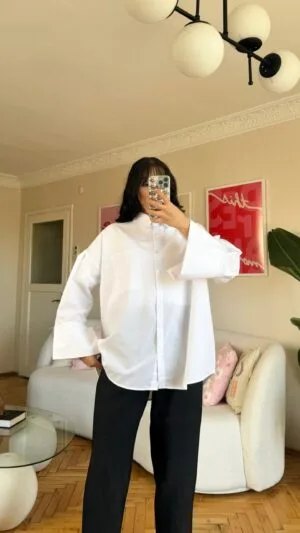 Wide Cuffled White Shirt