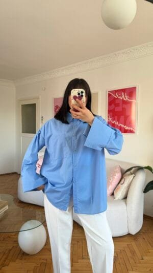 Wide Cuffled Blue Shirt