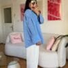 Wide Cuffled Blue Shirt