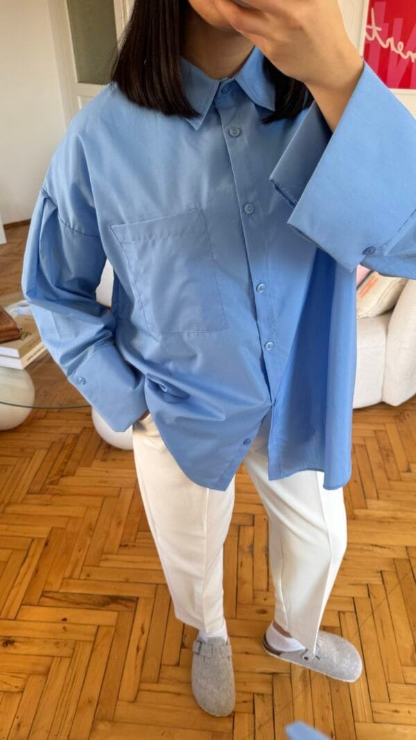 Wide Cuffled Blue Shirt