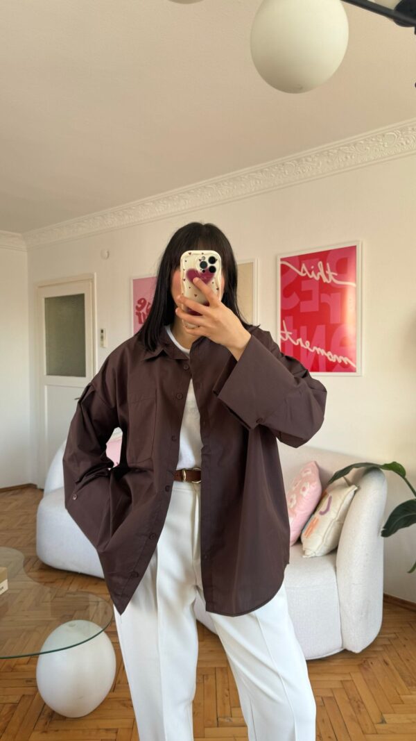 Wide Cuffled Dark Brown Shirt