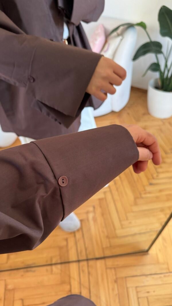 Wide Cuffled Dark Brown Shirt