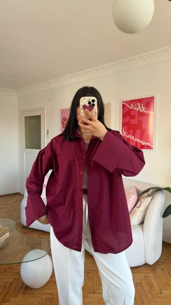 Wide Cuffled Burgundy Shirt