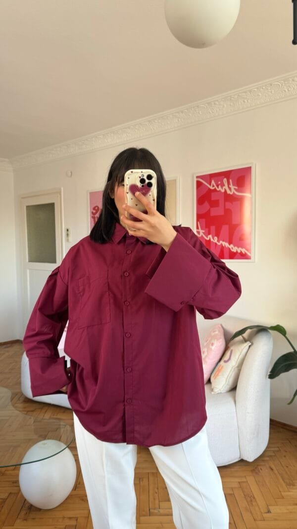 Wide Cuffled Burgundy Shirt