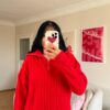 Grace Red Zippered Sweater