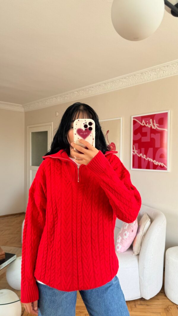 Grace Red Zippered Sweater