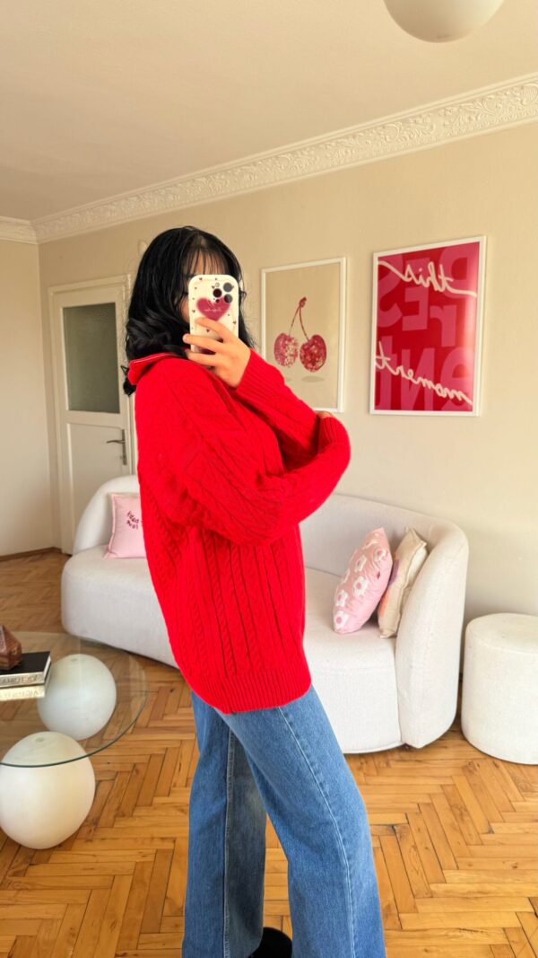 Grace Red Zippered Sweater