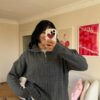 Grace Dark Grey Zippered Sweater