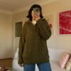 Grace Khaki Zippered Sweater