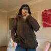 Grace Brown Zippered Sweater