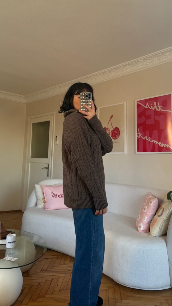 Grace Brown Zippered Sweater